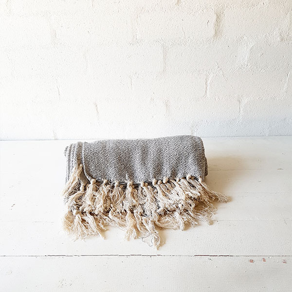 Cotton Throw Textured Blue